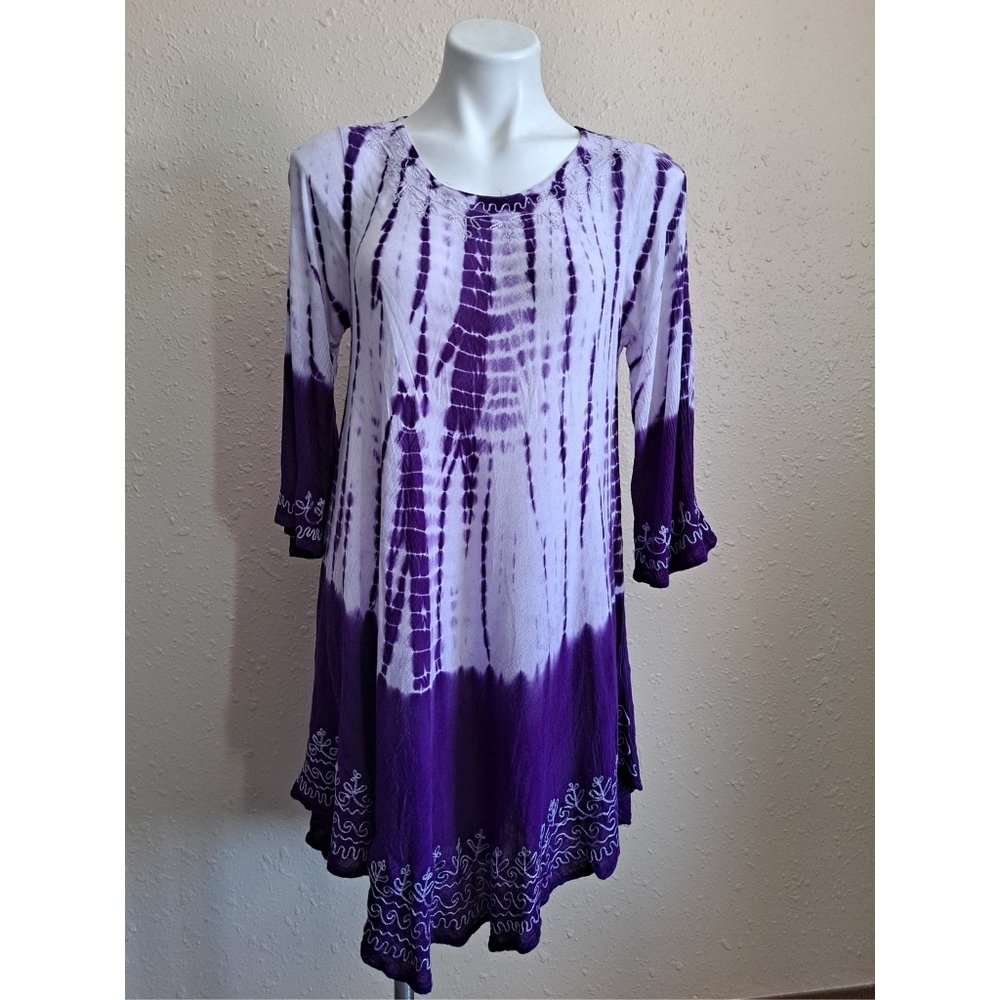 Fashion Terminal Purple Tie Dye Mini Dress
